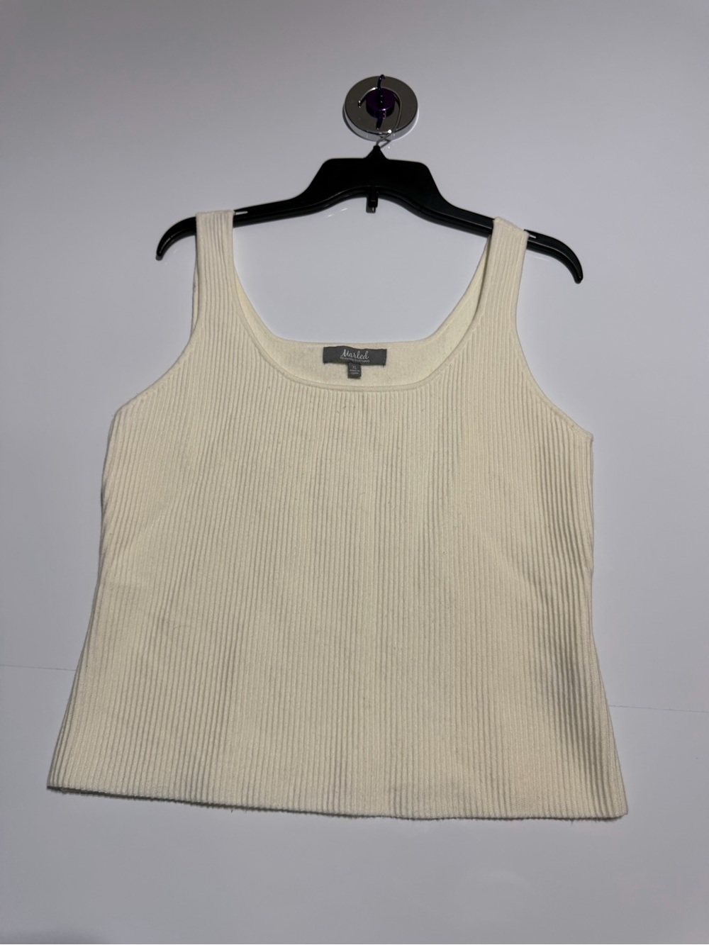 Marled Cream Ribbed Scoop Neck Tank